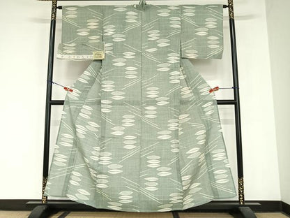 平和屋着物＊夏物 本場小千谷ちぢみ 枝葉文 証紙付き 麻 逸品 AABB1340np