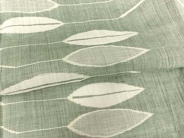 平和屋着物＊夏物 本場小千谷ちぢみ 枝葉文 証紙付き 麻 逸品 AABB1340np