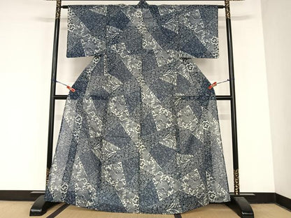 平和屋着物＊夏物 小紋 綿紅梅 花唐草 綿 逸品 AABB1341np
