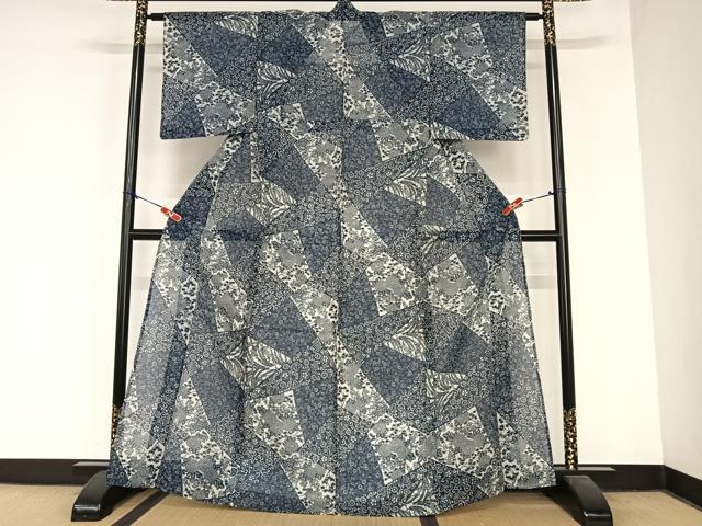 平和屋着物＊夏物 小紋 綿紅梅 花唐草 綿 逸品 AABB1341np