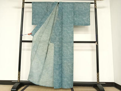 平和屋着物＊夏物 綿紅梅 小紋 舞扇文 綿 逸品 AABB1342np