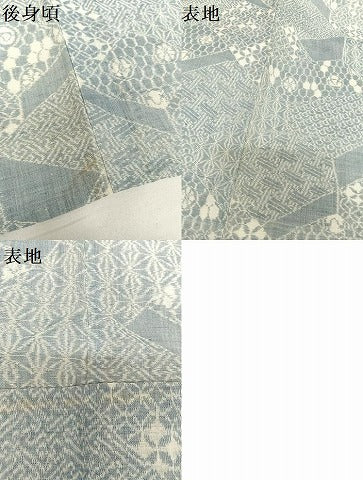 平和屋着物＊夏物 本場小千谷ちぢみ 切り嵌め花文 麻 逸品 AABB1343np