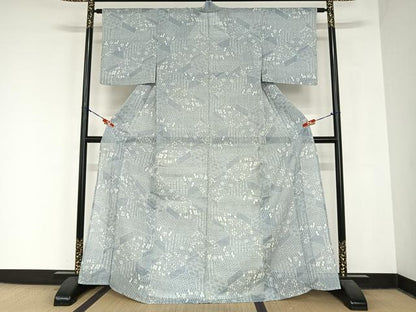 平和屋着物＊夏物 本場小千谷ちぢみ 切り嵌め花文 麻 逸品 AABB1343np