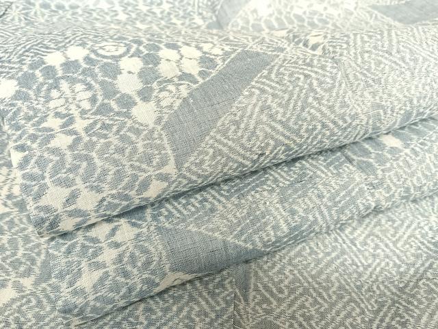 平和屋着物＊夏物　小千谷ちぢみ　菱草花文　麻　逸品　CABB2333ze 平和屋着物＊夏物 本場小千谷ちぢみ 切り嵌め花文 麻 逸品 AABB1343np