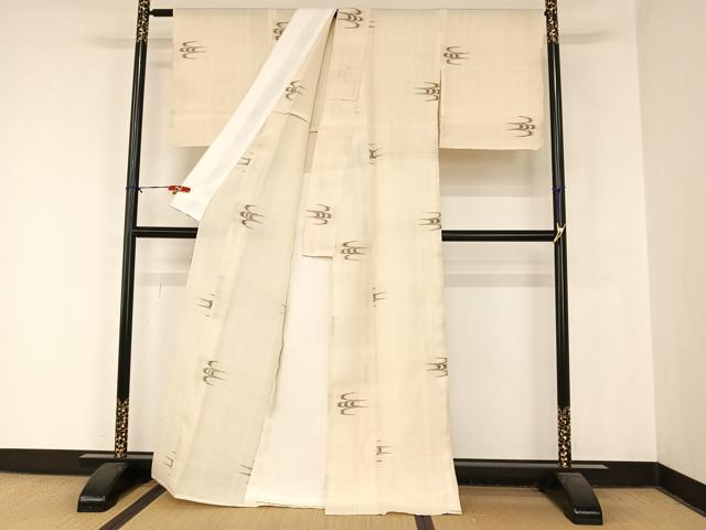 平和屋着物▽国指定重要無形文化財　本場久米島紬　手織　単衣　正絹　逸品　未使用　AABB1344np