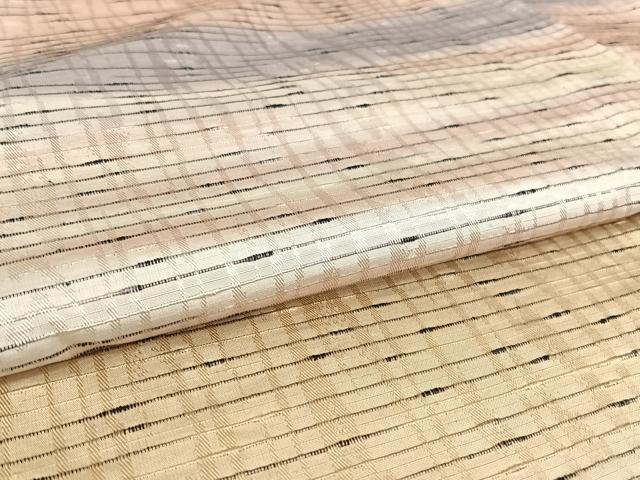 平和屋着物▽花背紬 単衣 縞 証紙付き 正絹 逸品 AABB1346np