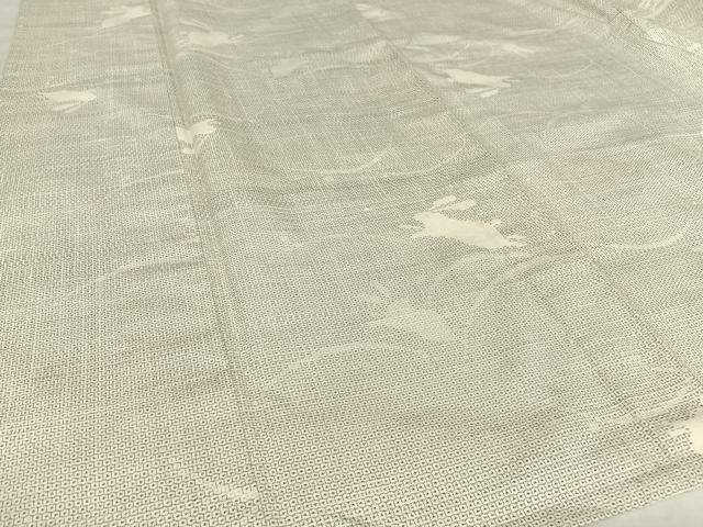 平和屋着物▽本塩沢 単衣 110亀甲 跳兎 正絹 逸品 AABB1351np