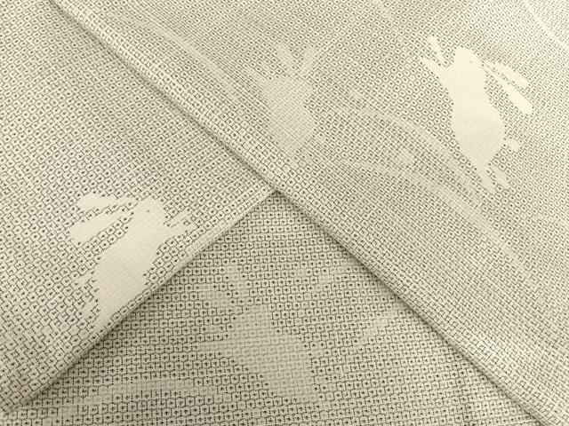 平和屋着物▽本塩沢 単衣 110亀甲 跳兎 正絹 逸品 AABB1351np