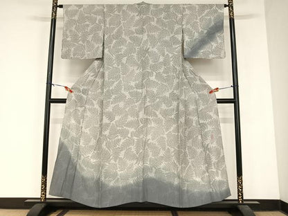 平和屋着物▽田中義雄 訪問着 単衣 石板染 シダ 暈し染め 正絹 逸品 AABB1355np