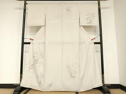 平和屋着物▽訪問着 無双 紗×絽 手書き 草花文 正絹 逸品 AABB1356np