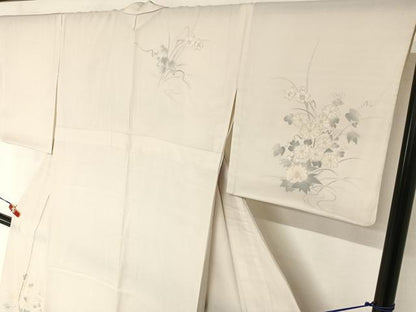 平和屋着物▽訪問着 無双 紗×絽 手書き 草花文 正絹 逸品 AABB1356np