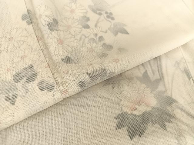 平和屋着物▽訪問着 無双 紗×絽 手書き 草花文 正絹 逸品 AABB1356np