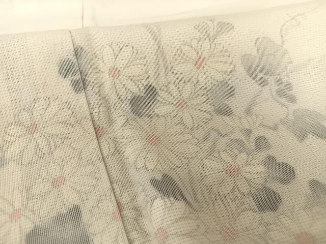 平和屋着物▽訪問着 無双 紗×絽 手書き 草花文 正絹 逸品 AABB1356np
