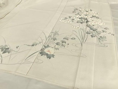 平和屋着物▽訪問着 無双 紗×絽 手書き 草花文 正絹 逸品 AABB1356np