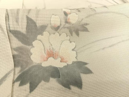 平和屋着物▽訪問着 無双 紗×絽 手書き 草花文 正絹 逸品 AABB1356np