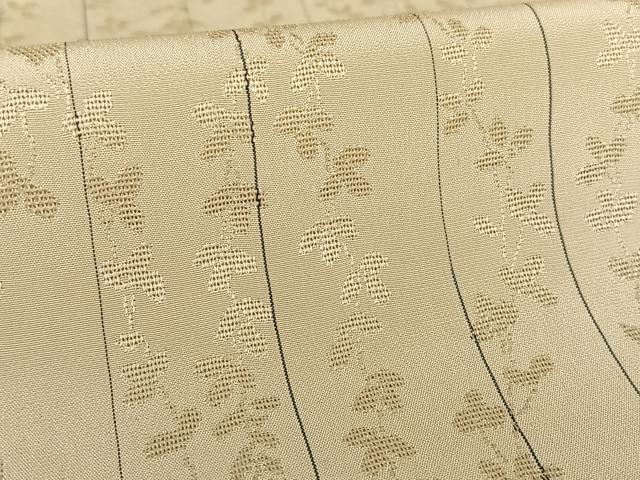 平和屋着物▽白根沢 捩り織 お召 単衣 枝花文 正絹 逸品 AABB1357np