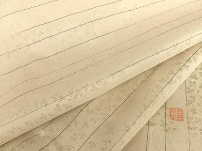 平和屋着物▽白根沢 捩り織 お召 単衣 枝花文 正絹 逸品 AABB1357np