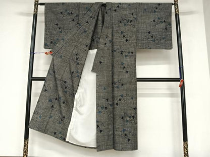 平和屋着物▽男性　単衣　紬　飛鳥文　正絹　逸品　AABB1360np