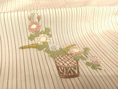 平和屋着物▽訪問着 単衣 刺繍 花籠舞蝶文 金糸 青山みとも扱い たとう紙付き 正絹 逸品 AABB1361np