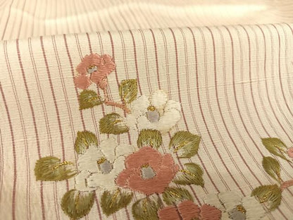 平和屋着物▽訪問着 単衣 刺繍 花籠舞蝶文 金糸 青山みとも扱い たとう紙付き 正絹 逸品 AABB1361np