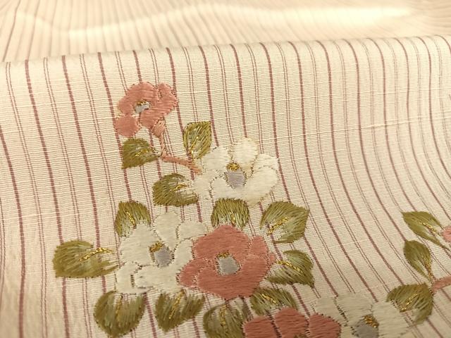 平和屋着物▽訪問着 単衣 刺繍 花籠舞蝶文 金糸 青山みとも扱い たとう紙付き 正絹 逸品 AABB1361np