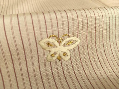 平和屋着物▽訪問着 単衣 刺繍 花籠舞蝶文 金糸 青山みとも扱い たとう紙付き 正絹 逸品 AABB1361np