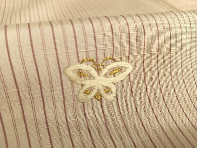 平和屋着物▽訪問着 単衣 刺繍 花籠舞蝶文 金糸 青山みとも扱い たとう紙付き 正絹 逸品 AABB1361np