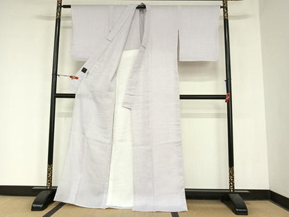 平和屋着物＊夏物　上布　色無地　古今　牡丹鼠色　麻　逸品　AABB1368np
