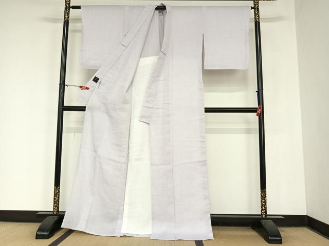 平和屋着物＊夏物　上布　色無地　古今　牡丹鼠色　麻　逸品　AABB1368np
