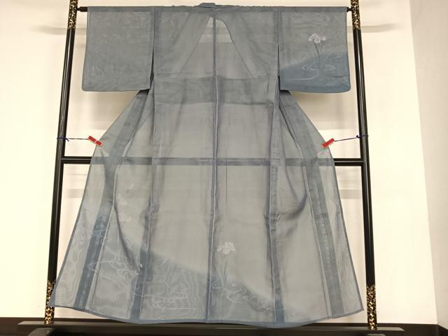 平和屋着物▽訪問着 無双 紗×紗 手描き 流水草花文 金彩 正絹 逸品 AABB1372np