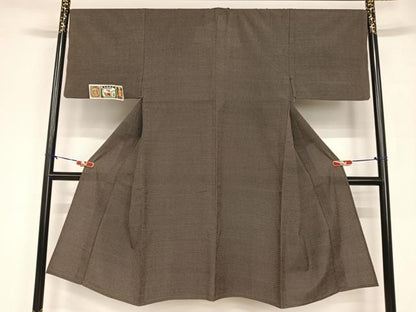 平和屋着物▽男性 本塩沢 単衣 110亀甲 正絹 逸品 AABB1373np