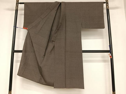 平和屋着物▽男性 本塩沢 単衣 110亀甲 正絹 逸品 AABB1373np