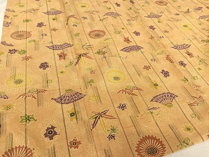 平和屋着物▽染織の名門 しょうざん 生紬 単衣 型染め 草花文 証紙付き 正絹 逸品 AABB1374np