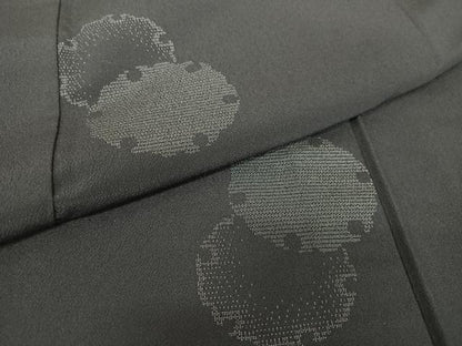 平和屋着物▽本塩沢 単衣 雪輪 黒地 正絹 逸品 AABB1375np