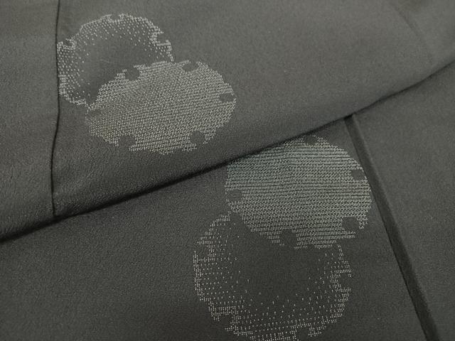 平和屋着物▽本塩沢 単衣 雪輪 黒地 正絹 逸品 AABB1375np