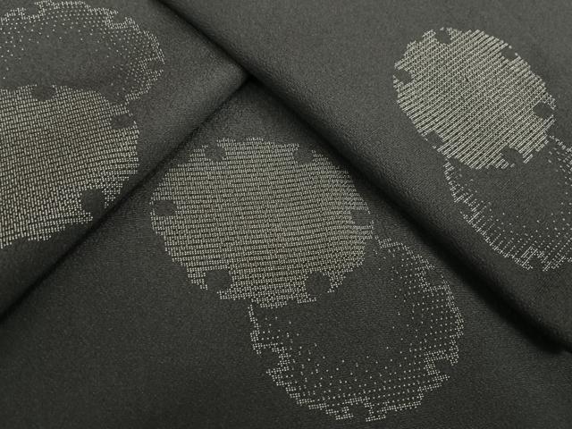 平和屋着物▽本塩沢 単衣 雪輪 黒地 正絹 逸品 AABB1375np