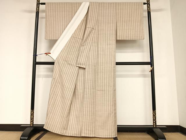 平和屋着物▽紅花紬 米沢 新田英行 新田間道 単衣 太子間道 証紙付き 正絹 逸品 AABB1376np