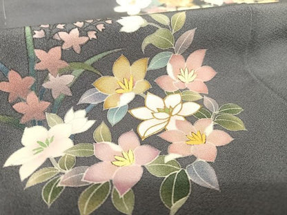 平和屋着物●訪問着 花蝶丸文 金彩 正絹 逸品 AABB1393np