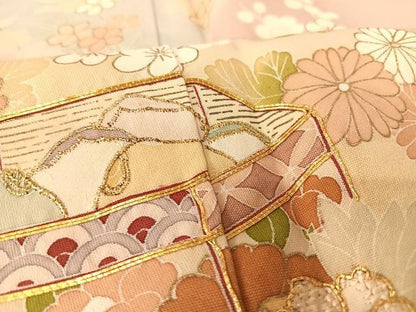 平和屋着物●創業460年・千總 訪問着 駒刺繍 貝桶草花文 暈し染め 金彩 丹後ちりめん 金彩 正絹 逸品 未使用 AABB1397np