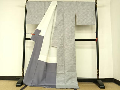 平和屋着物●紅花紬 米沢 変わり縞 正絹 逸品 AABB1400np