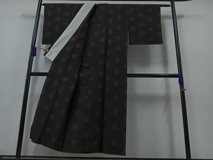 平和屋着物▽本場大島紬 単衣 草花文 正絹 逸品 AABB1405jh