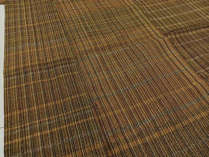 平和屋着物▽訪問着 単衣 紬地 横段文 正絹 逸品 AABB1406jh