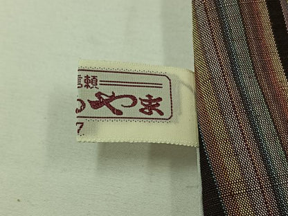 平和屋着物▽上質な紬 単衣 縞 まるやま扱い 正絹 逸品 未使用 AABB1408jh