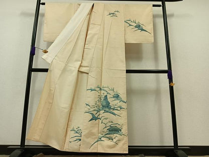 平和屋着物▽訪問着 単衣 紬地 風景文 正絹 逸品 AABB1409jh