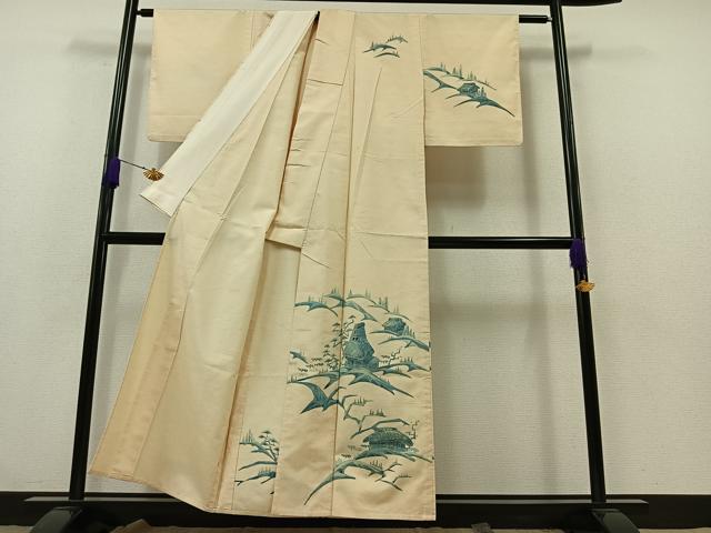 平和屋着物▽訪問着 単衣 紬地 風景文 正絹 逸品 AABB1409jh