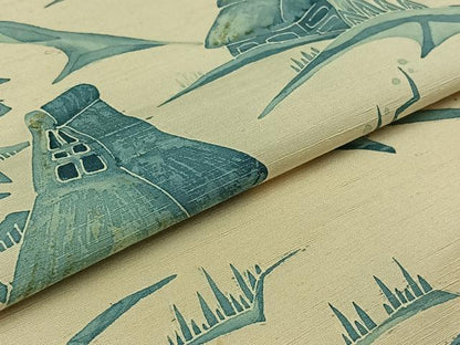 平和屋着物▽訪問着 単衣 紬地 風景文 正絹 逸品 AABB1409jh