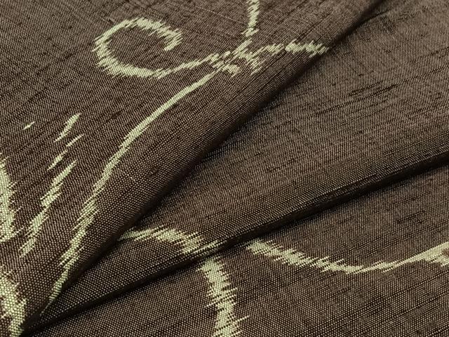 平和屋着物▽上質な紬 単衣 唐草文 正絹 逸品 AABB1414jh