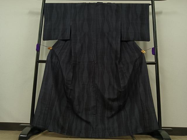平和屋着物▽上質な紬 単衣 80亀甲 立涌文 正絹 逸品 AABB1415jh