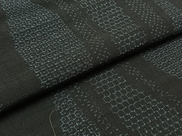 平和屋着物▽上質な紬 単衣 80亀甲 立涌文 正絹 逸品 AABB1415jh