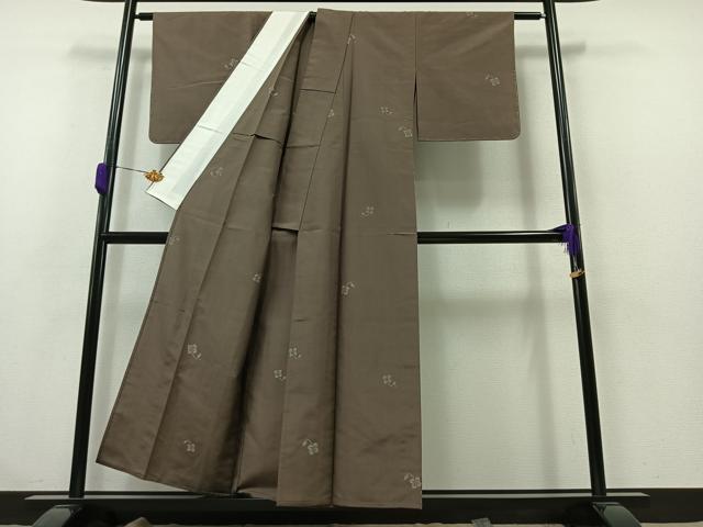 平和屋着物▽上質な紬 単衣 舞花文 正絹 逸品 AABB1416jh
